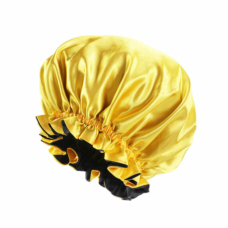 Silk Night Sleep Cap Hair Bonnet Hat Satin Wide Band Large Jumbo Head Cover Size