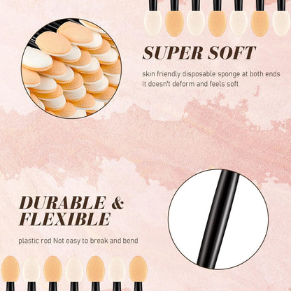 300Pcs Disposable Eyeshadow Brush, Double Ended Sponge Eye Shadow Applicator