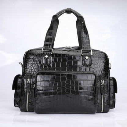 Real Crocodile Belly Skin Leather Bag Men's Travel Luggage Luxury Large Handbags
