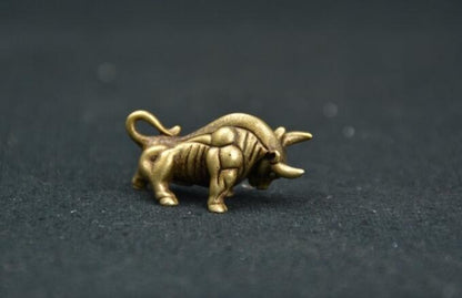 Chinese Pure brass Wall Street bull small statue