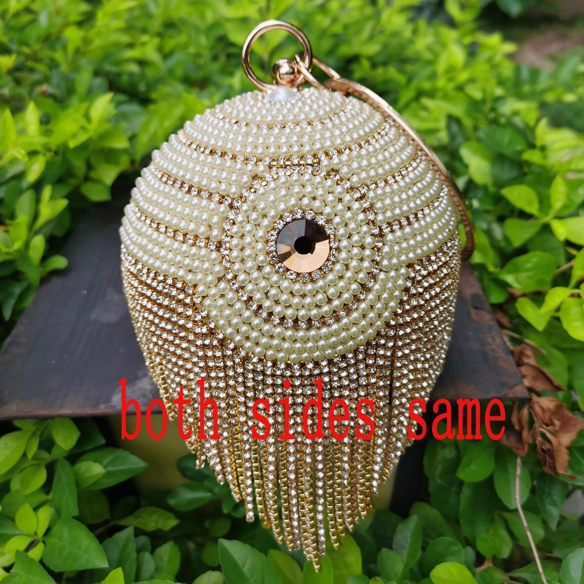 Golden Silver Beaded Ball Evening Shoulder Bag Wedding Party Handbag Crystal Bag