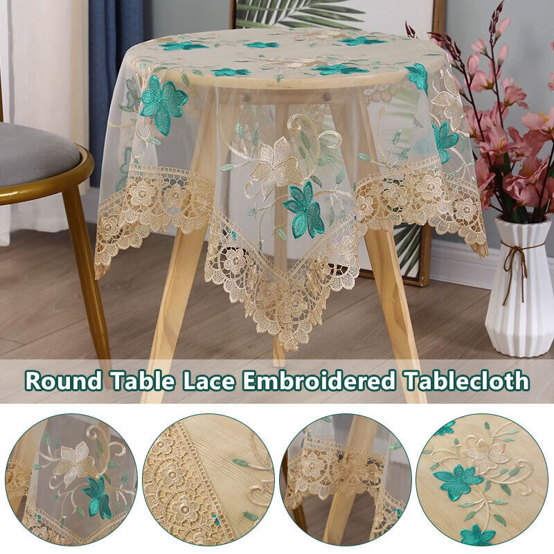 Lace Floral Embroidered Tablecloth European Style Tea Table Dust-Proof Covers