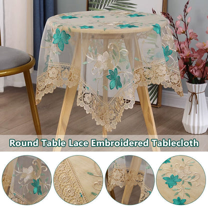 Lace Floral Embroidered Tablecloth European Style Tea Table Dust-Proof Covers