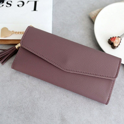 Women Wallet Clamps Purse Cash Clip Billfold Female Card Lady PU Leather Handbag