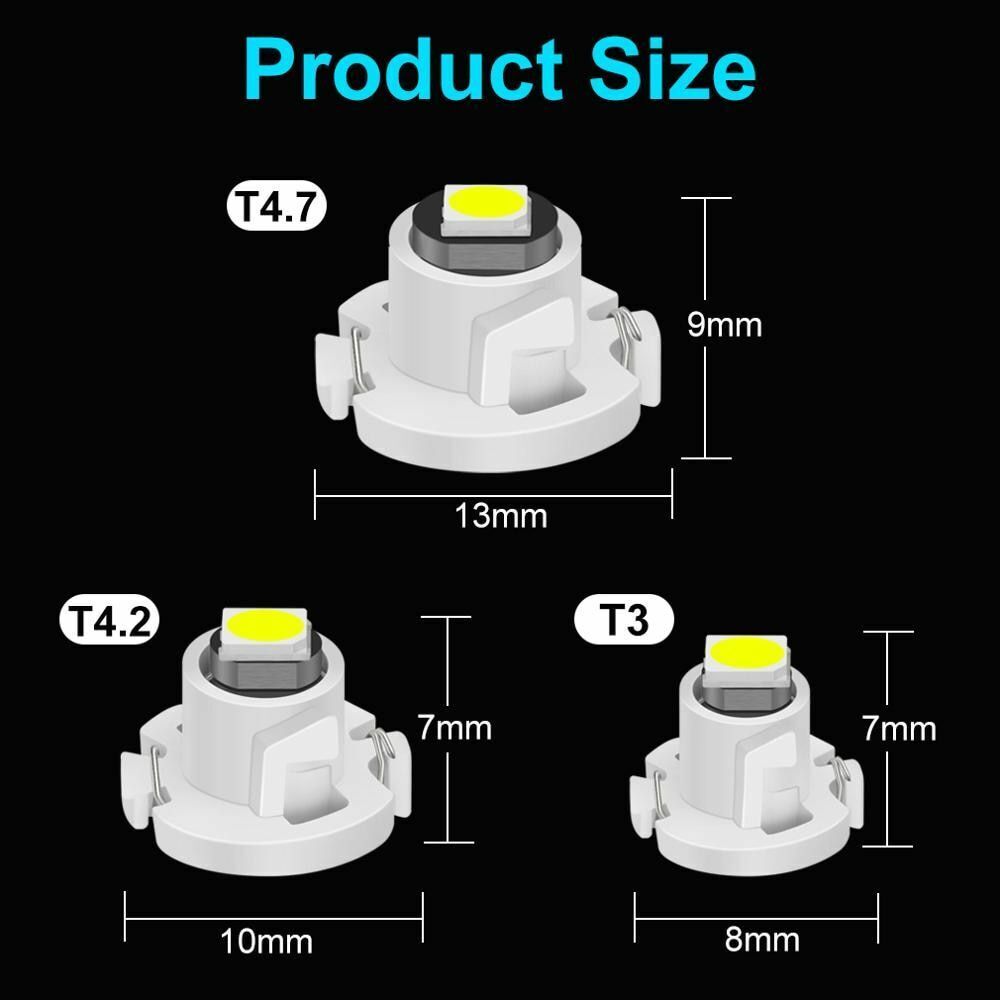 LED Bulb 10Pcs T3 T4.2 T4.7 Auto Dashboard Instrument Cluster Light Car Lighting