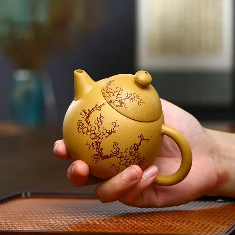 Hand-painted Plum Blossom Dragon Egg Tea Pot Yixing Purple Clay Teapot Chinese