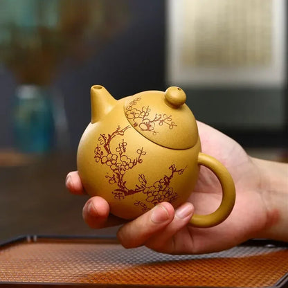 Hand-painted Plum Blossom Dragon Egg Tea Pot Yixing Purple Clay Teapot Chinese