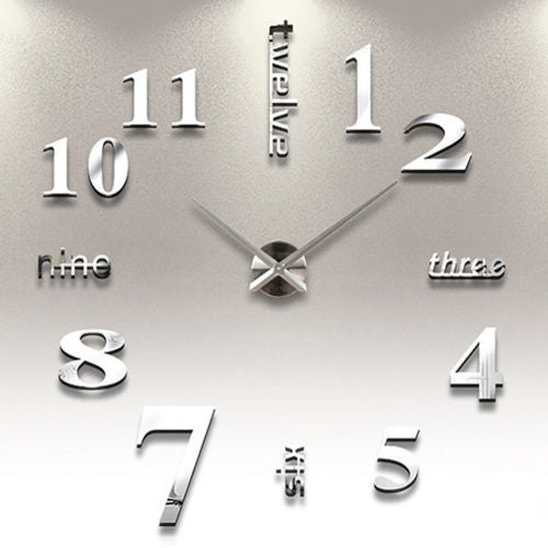 Large Wall Clock Big Watch Decal 3D Stickers Roman Numerals DIY Wall Modern room