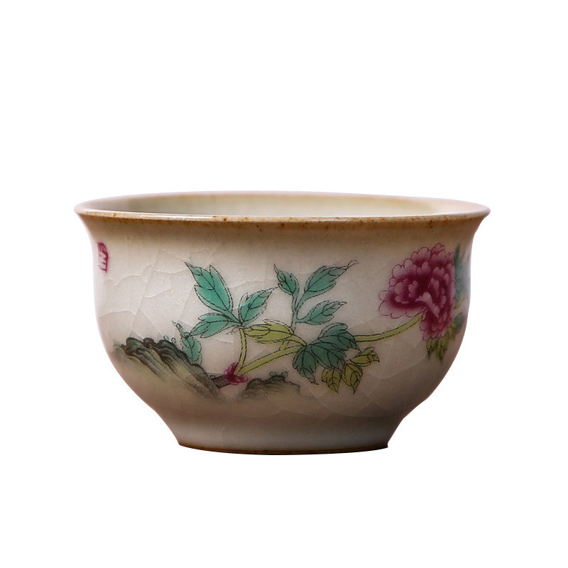 Antique Tea Cup Ruyao Kungfu Cup Of Tea Handpainted Master Cup Crackle Glaze New