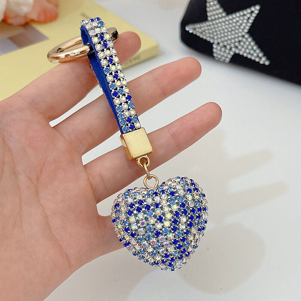 Car Hanging Bag Pendant Key Ring Jewelry Accessories Rhinestone Heart Keychain