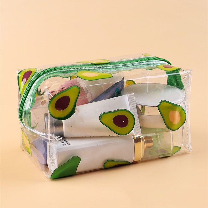 Butterfly Avocado Print Cosmetic Bag Clear Makeup Case Travel Organizer Storage