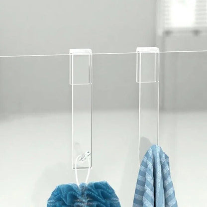 Over Door Hook Acrylic Bathroom Shower Towel Rack Punch-Free Bathrobe Hanger 7in