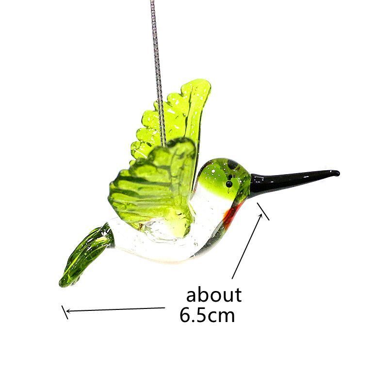 Bird Figurines Murano Glass Miniature Hummingbird Pendants Hanging Decor 5-6.5cm