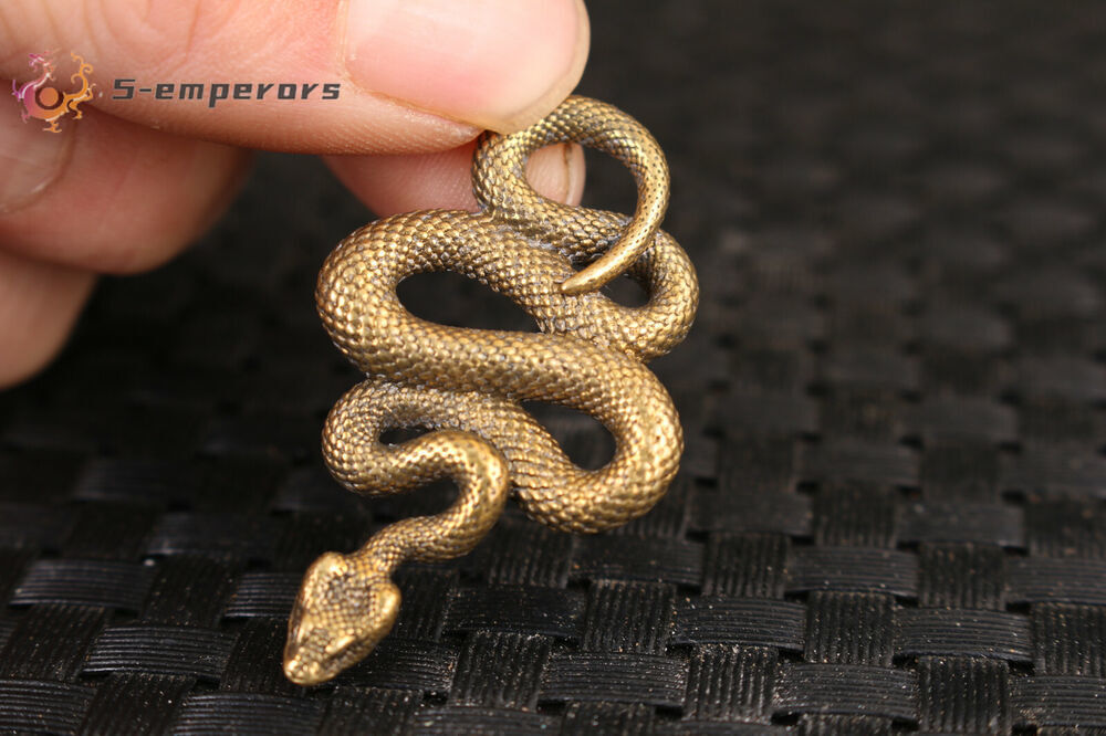 chinese old bronze hand snake statue figure collectable netsuke decoration