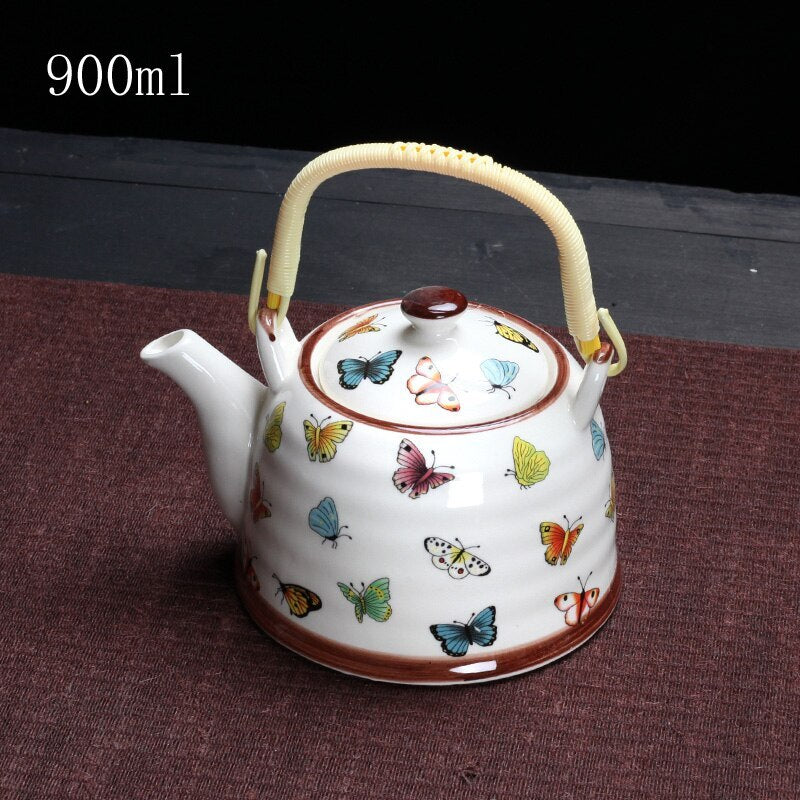 900ml China Porcelain Teapot With Strainer Net High Capacity Tea Pot For Hotel