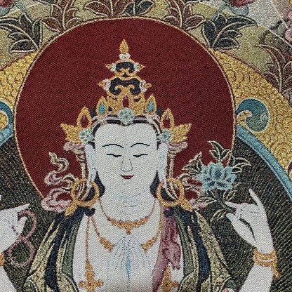 35" Tibetan Buddhism Embroidery Four Arm Guanyin Buddha Thangka Wall hanging