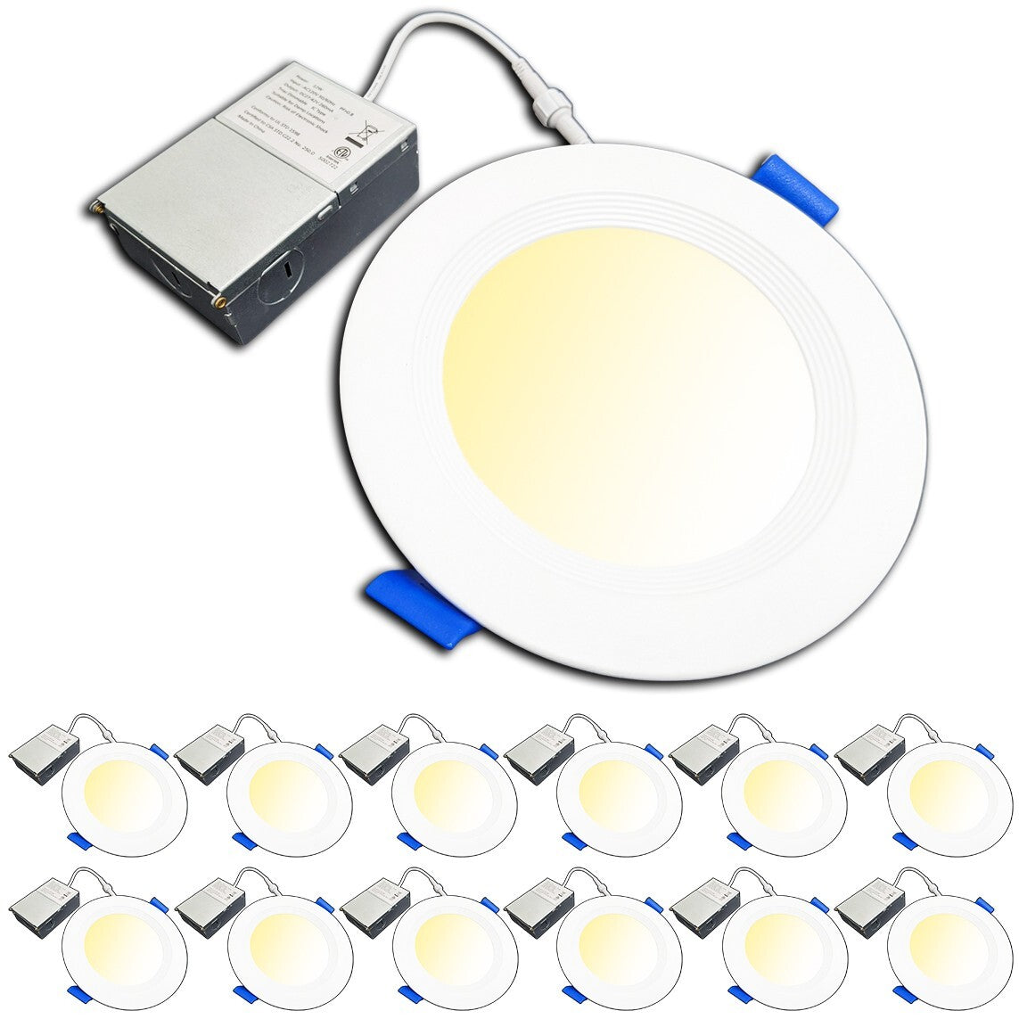 12 Pack 4.8" Dimmable Recessed LED Lights Retrofit Kit, 5 Selectable Colors, 12W