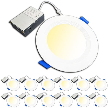 12 Pack 4.8" Dimmable Recessed LED Lights Retrofit Kit, 5 Selectable Colors, 12W