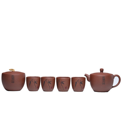 Full Handmade Tea Set True Yixing Zisha Purple Clay Original Ore Tea Pot Cup New