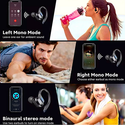 Bluetooth Headset 5.0 Wireless Earphones Earbuds For Gym Ear Hook Headphones 9D