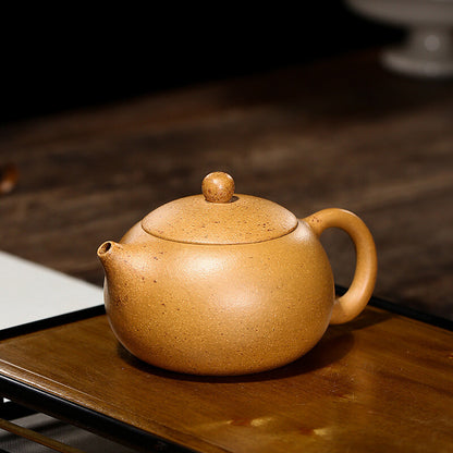 5.4"Chinese Yixing Zisha Pottery Kwai Yellow Zhu Clay 300ML Xishi Kung Fu Teapot