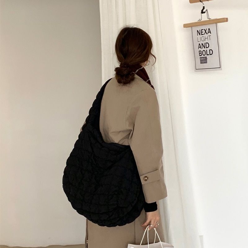 Casual Large Shoulder Bags Handbag Nylon Padded Crossbody Bag Purse 40*35*22 CM