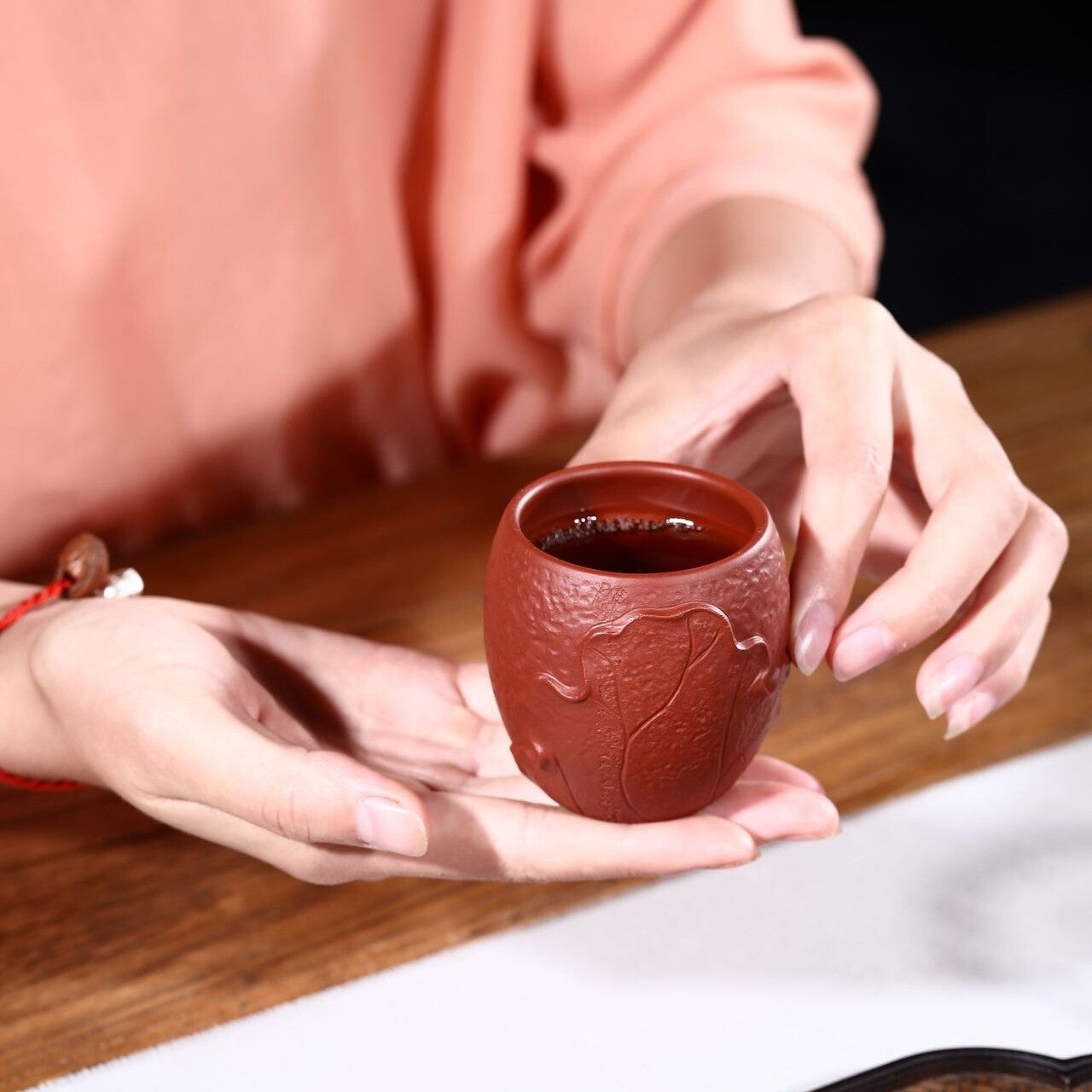 150ml True Yixing Zisha Dahongpao Clay Tea Cup Handmade Lotus Design Master Cup