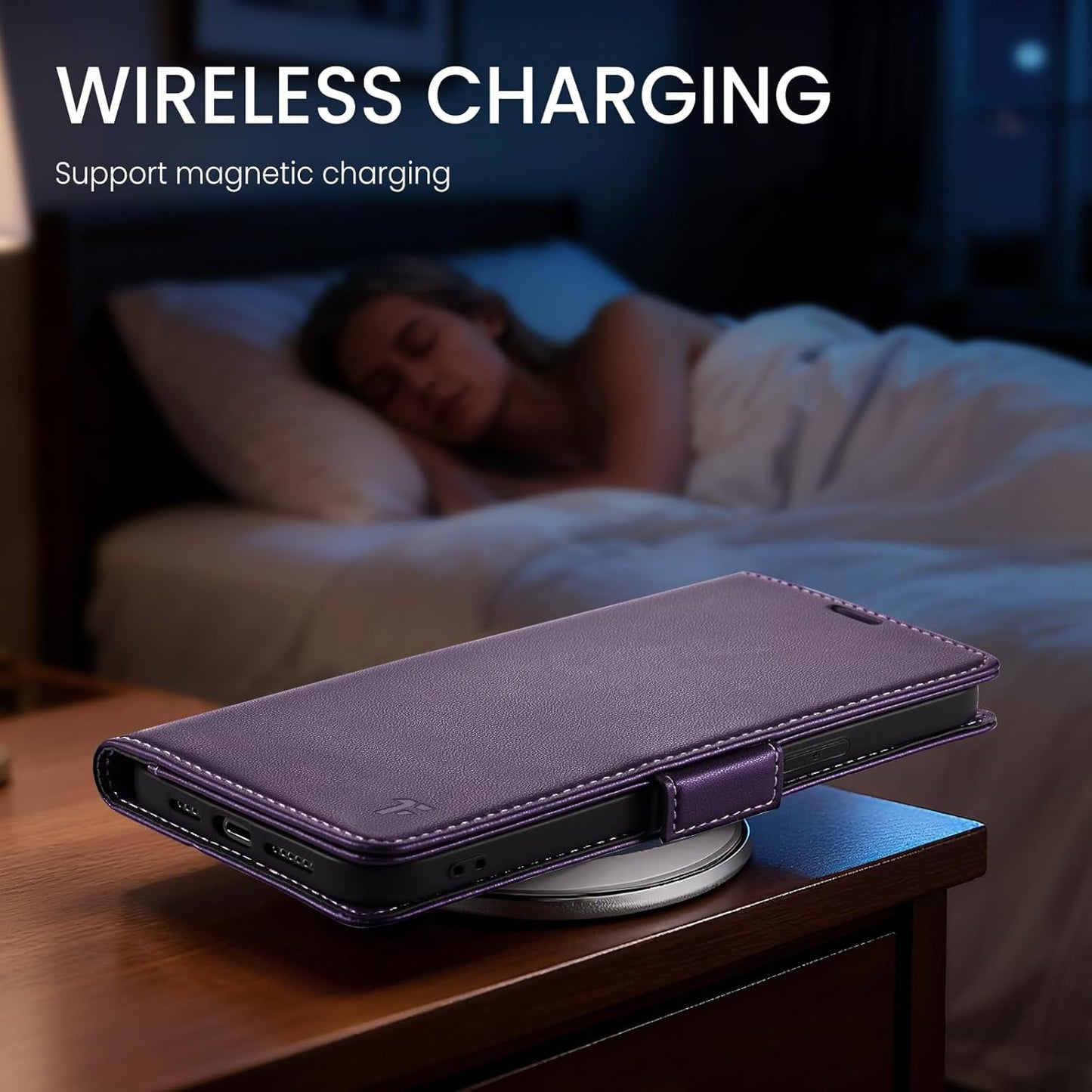 For Iphone 17 Case Wallet with RFID Blocking Card Holder, PU Leather Kickstand P