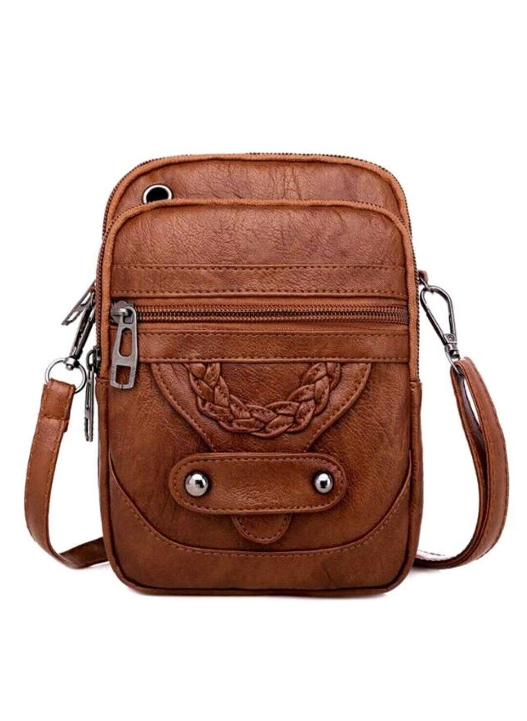 Crossbody Bag for Women PU Leather Handbag Mini Shoulder Bag Purses Brown