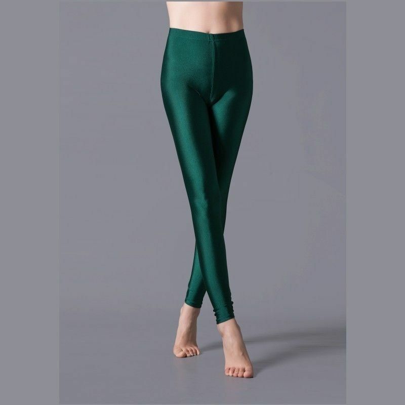 Women Leggings Solid Fluorescent Shiny Pant Spandex Shinny Elasticity Trousers
