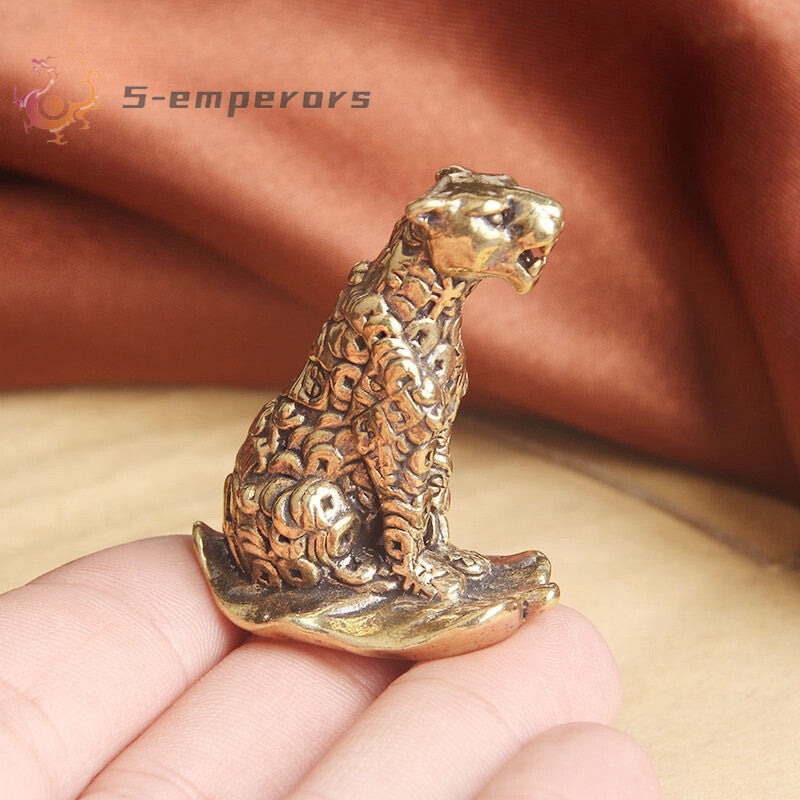 Currency Symbol Pattern Leopard Figurine Miniature Desktop Ornaments Brass Anima