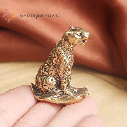 Currency Symbol Pattern Leopard Figurine Miniature Desktop Ornaments Brass Anima