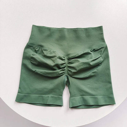Seamless Ribbed Yoga Shorts Scrunch Lift