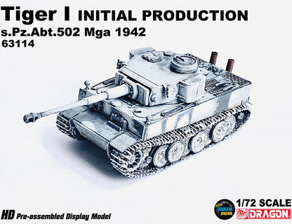 1/72 Dragon 63114 German Tiger Tank 502nd Heavy Armored Battalion Mga 1943 Model