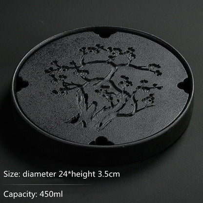 Black Ceramic Tea tray Kungfu Gongfu Tea Tray Serving Table Plate water storage