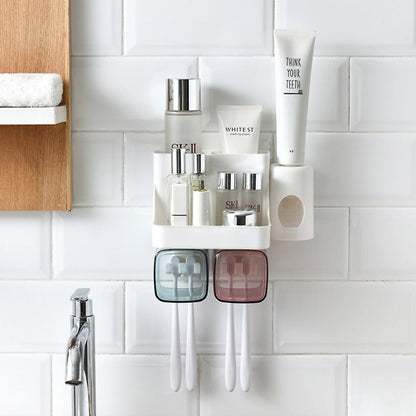 Toothbrush Holder and Toothpaste Dispenser Set - Multi-Functional