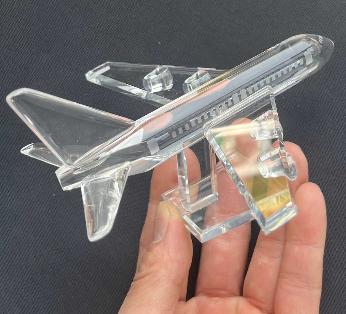 Crystal Aircraft Figurines Glass Airplane Plane Ornament Table Decor