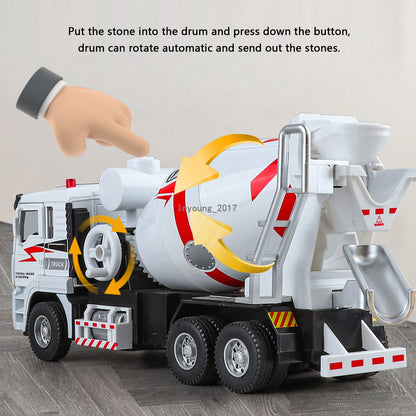 1/40 Cement Mixer Truck Toy Diecast Model Car Metal Construction Toy Cars White