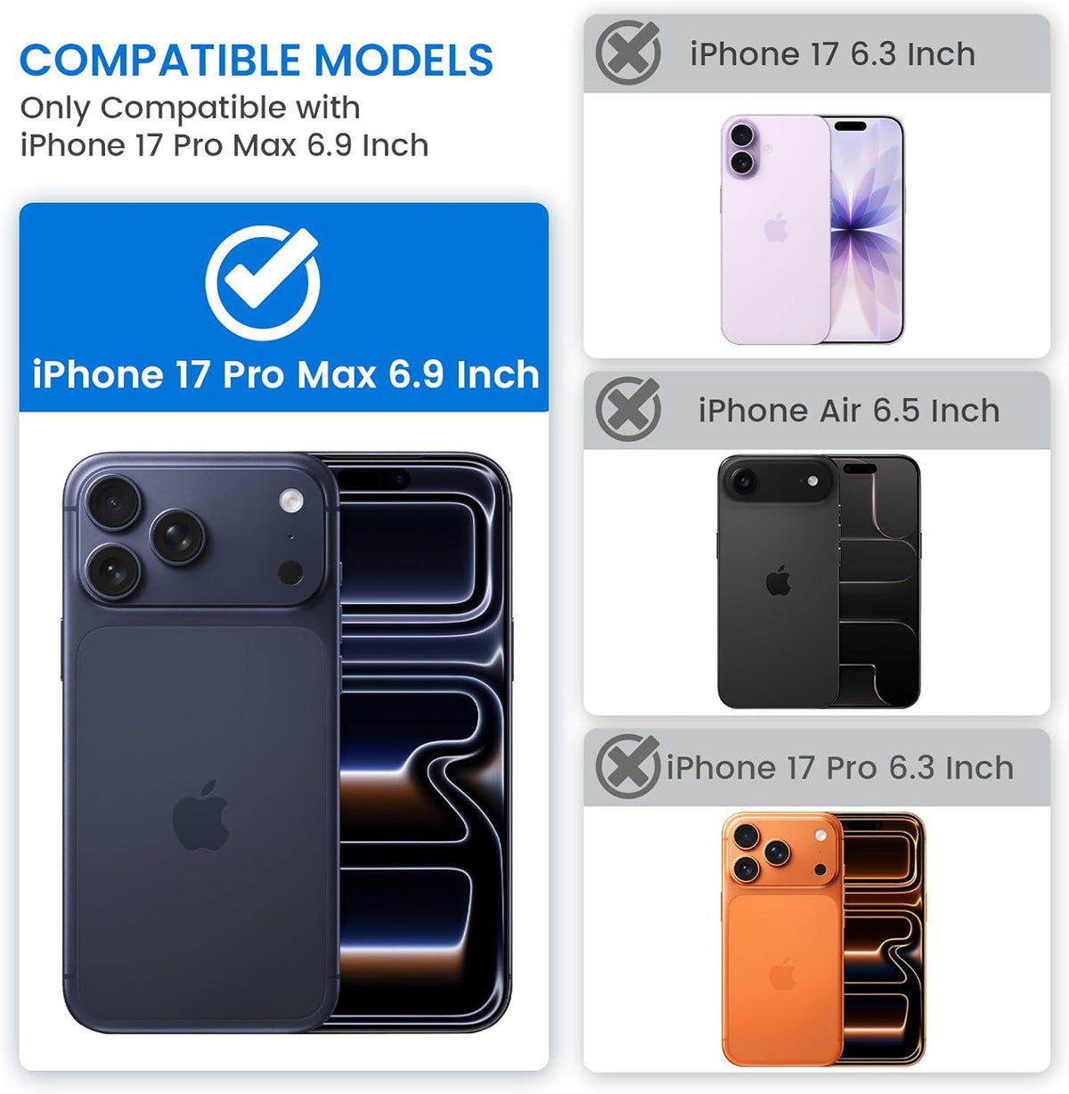 for Iphone 17 Pro Max Case, with Slide Camera Cover & Privacy Tempered Glass Scr