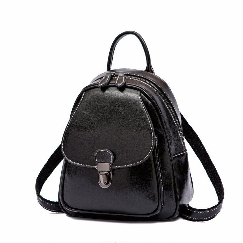 Genuine Leather Backpack Knapsack Small Travel Bag Cowhide Rucksack 22*9.5*27 CM