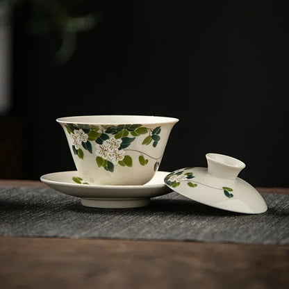 Japanese Grass Grey Ceramic Cover Bowl Tai Li Bowl Tea Has A Cover Bowl 175ml