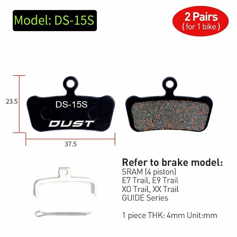 Bicycle Disc Brake Pad 2 pairs (4 pcs) Bike Hydraulic Semi-Metallic Cycling SRAM