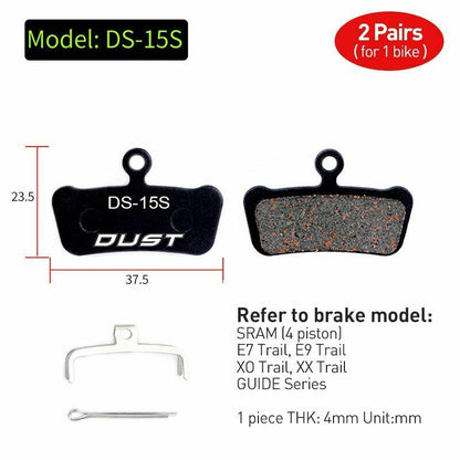 Bicycle Disc Brake Pad 2 pairs (4 pcs) Bike Hydraulic Semi-Metallic Cycling SRAM