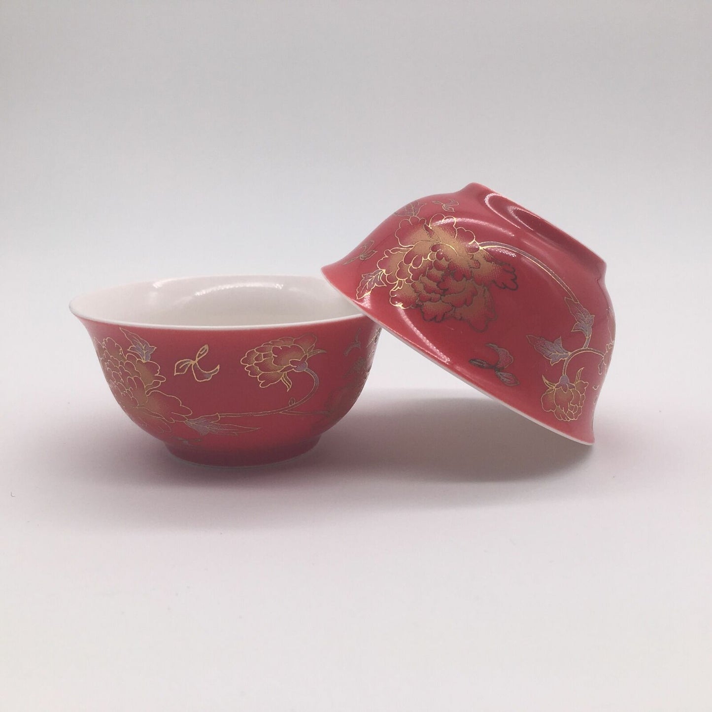 2pcs Tea Cups Under Glaze Floral Print Porcelain Kungfu Tea Cup Wedding Toast