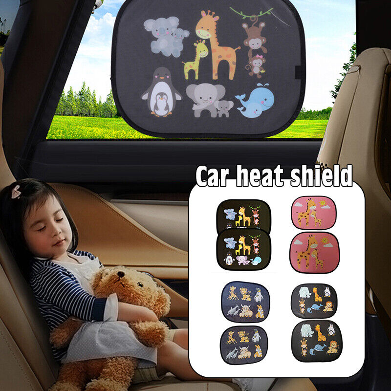 2pcs Car Window Sun Shades Cover Side & Rear Car Window Mesh Blinds UV Block