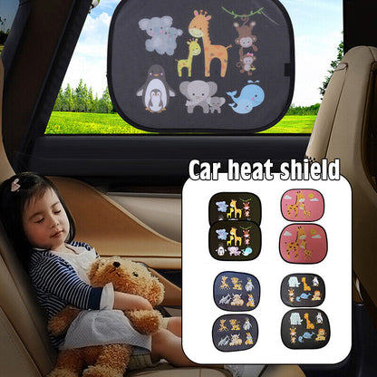 2pcs Car Window Sun Shades Cover Side & Rear Car Window Mesh Blinds UV Block