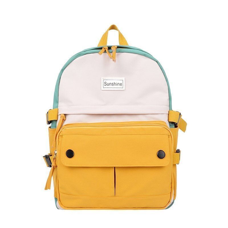 Stitching Contrast Backpack Fashion Cute Student Canvas School Bags Travelling