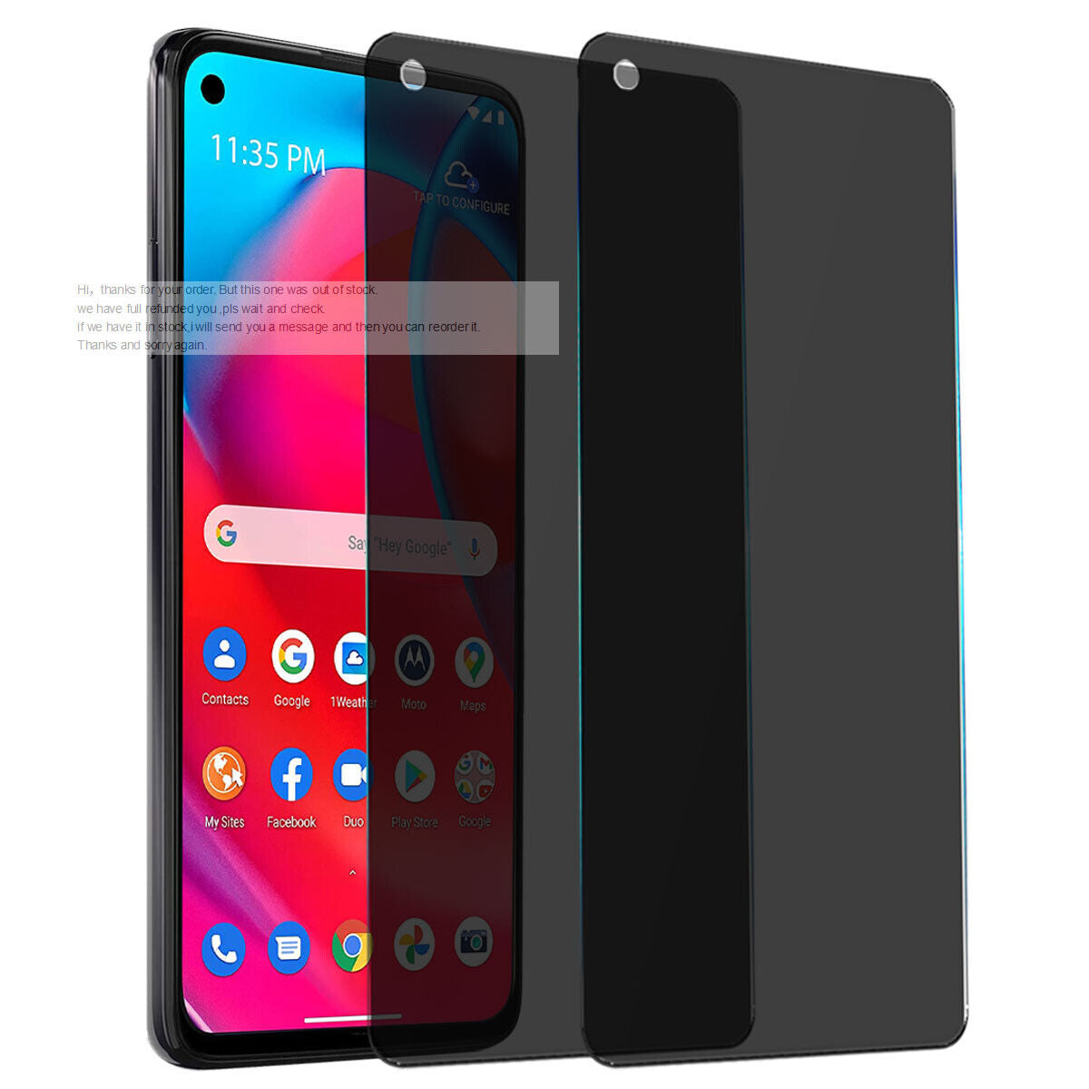 For Moto G Stylus 5G (2021) Privacy Tempered Glass Anti-Spy Screen Protector