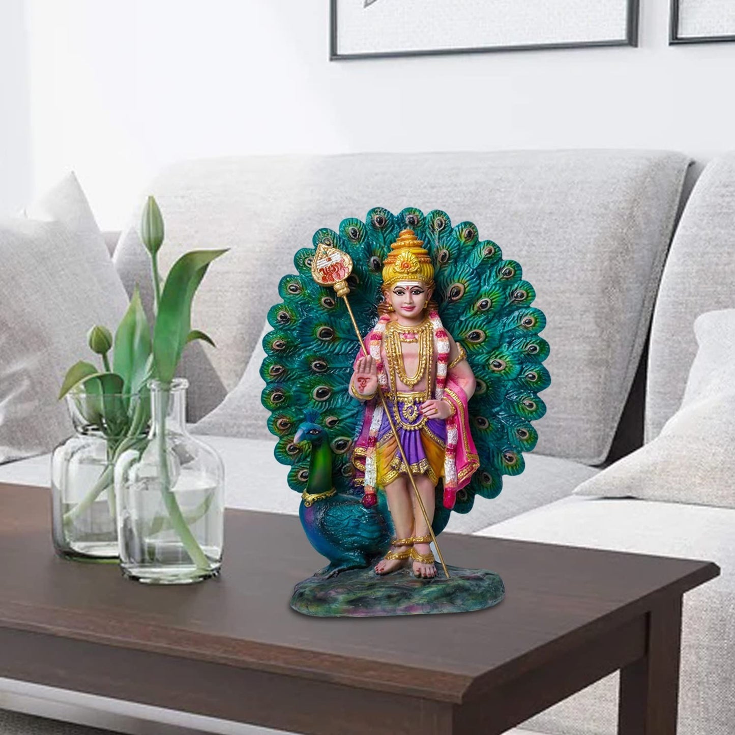 Hindu God Lord Murugan Kumaraswamy Statue Figurine Showpiece Idol Resin