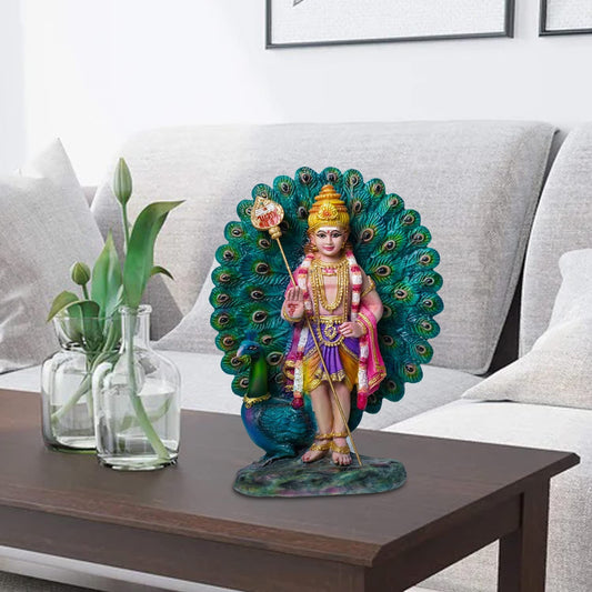 Hindu God Lord Murugan Kumaraswamy Statue Figurine Showpiece Idol Resin